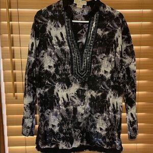 Michael Kors Black and White Tunic Top